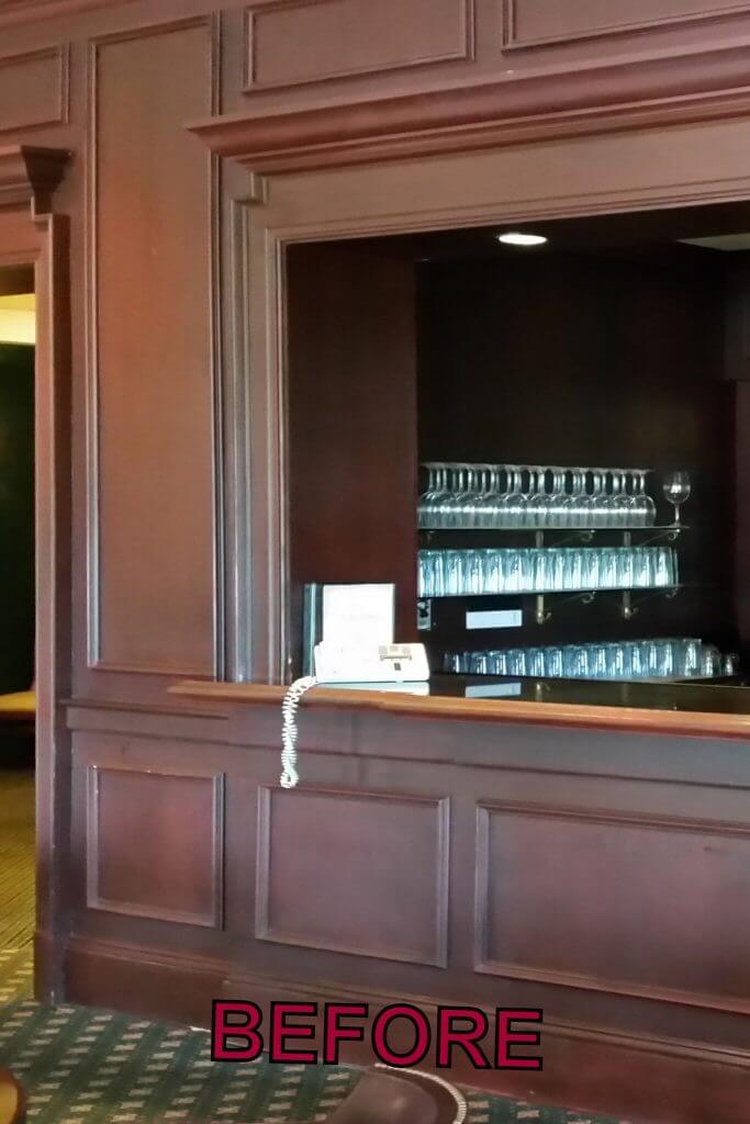 TPC Sugarloaf cabinet refinishing before TPC Sugarloaf cabinet refinishing before